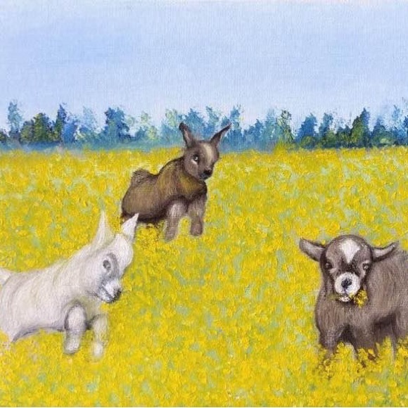 Shenanigans In The Canola Signed Original Art Oil Painting Canvas - Picture 3 of 5